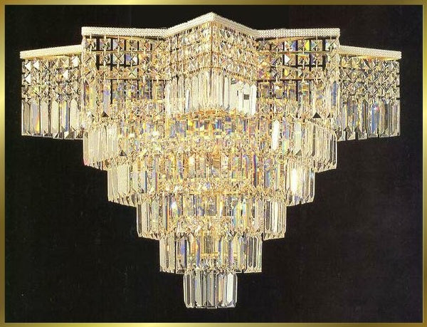 18 light flush mount crystal chandelier in gold plated finish