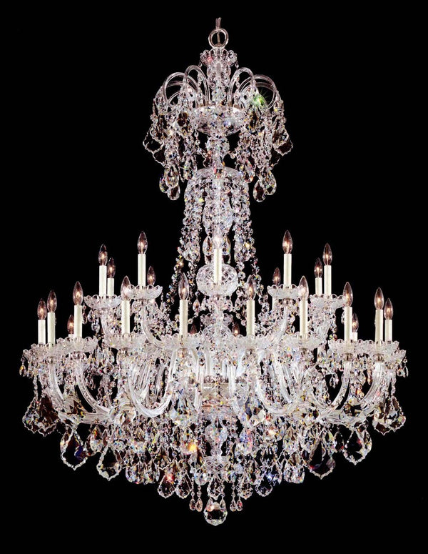 30 Lights Bohemian Crystal chandelier in polished chrome finish