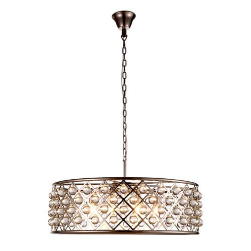 Madison Polished Nickel Eight-Light Pendant with Smooth Clear Crystals