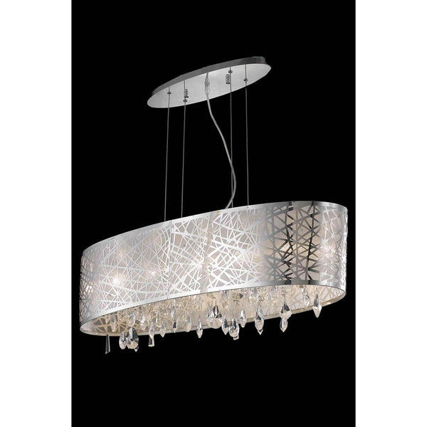 Mirage Chrome Six-Light Pendant with Royal Cut Crystal and Metal Shade