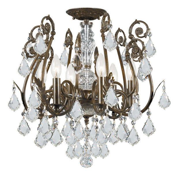 Bronze Clear Majestic Crystal Six-Light Semi-Flush