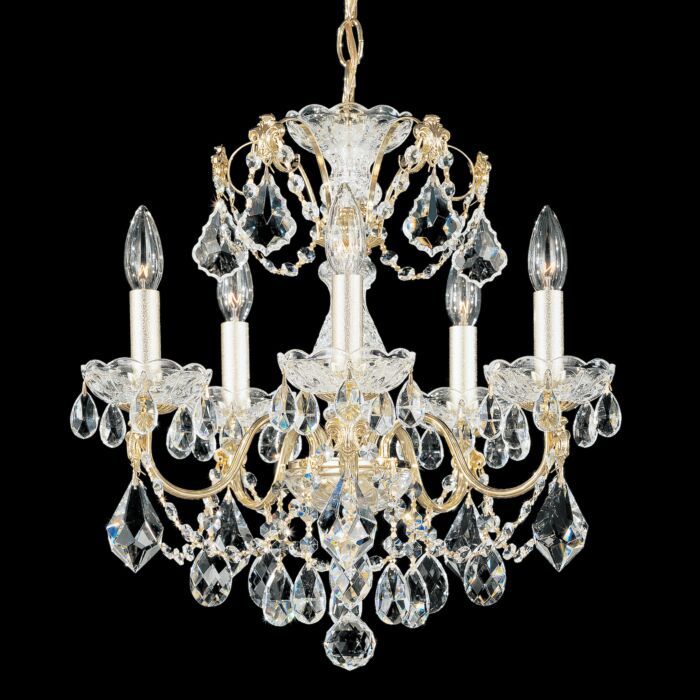 Century 5-Light Chandelier in Gold with Clear Heritage Crystals