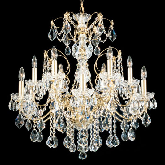 Century 12-Light Chandelier in Gold with Clear Heritage Crystals