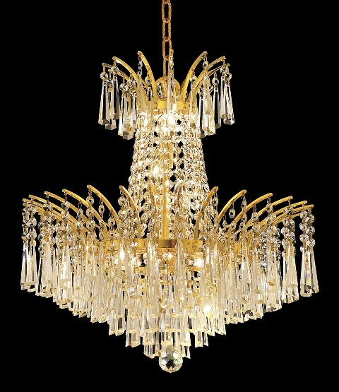 8 Light crystal chandelier gold plated