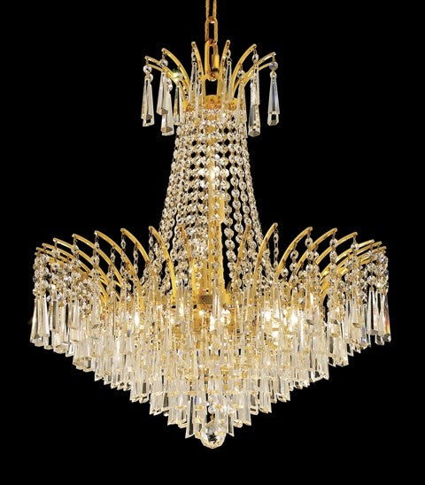 11 Light crystal chandelier gold plated