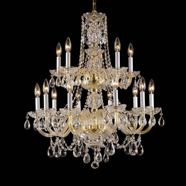 15 Light Bohemian Crystal Chandelier, gold plated