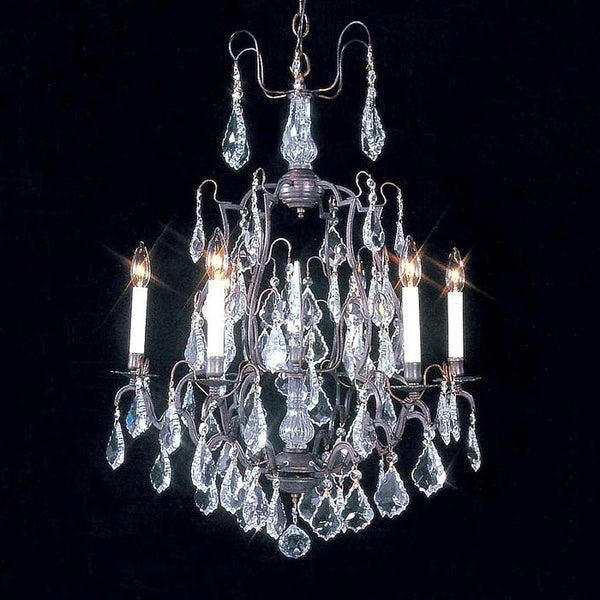 6 Light Versailles Crystal Chandelier, chrome finish