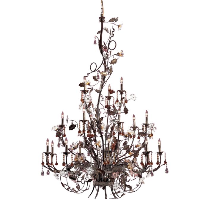 Cristallo Fiore 18-Light Chandelier in Deep Rust