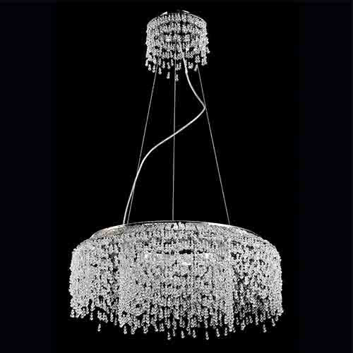 Chrome Eight-Light 23.5-Inch Rounch Chandelier with Clear Crystal