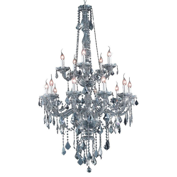 Silver Shade Fifteen-Light Chandelier with Royal Cut Crystals