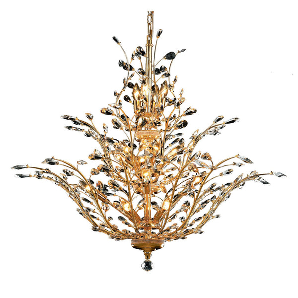 Orchid Gold Eighteen-Light 41-Inch Chandelier with Royal Cut Clear Crystal