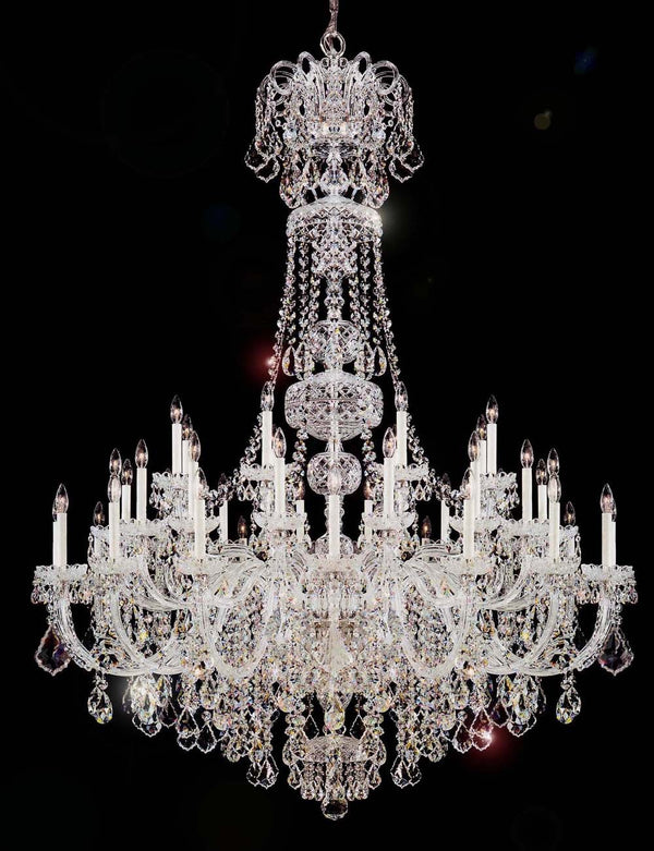 45 Lights Bohemian Crystal chandelier in polished chrome finish