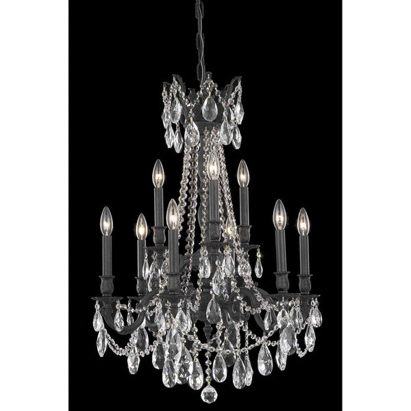 Rosalia Dark Bronze Nine-Light Chandelier with Royal Cut Crystal