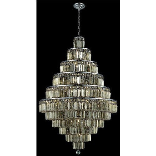 Maxim Chrome Thirty-Light Chandelier with Golden Teak/Smoky Royal Cut Crystals