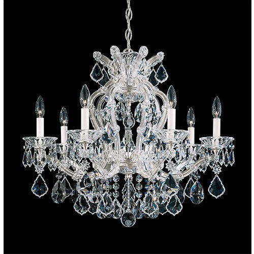 Maria Theresa Silver Leaf Seven-Light Chandelier with Clear Hand Cut Crystal