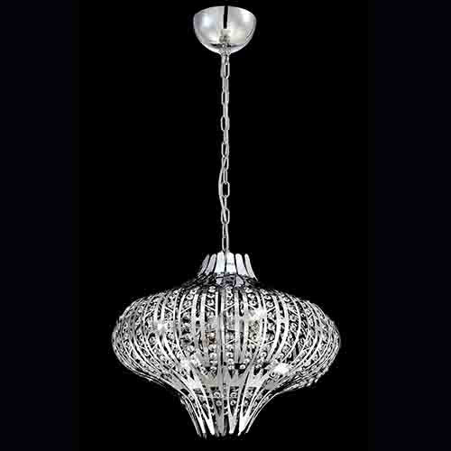 Monica Chrome Six-Light 19.5-Inch Wide Chandelier with Clear Crystal