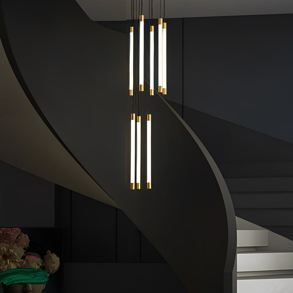 Spiral Creative Long Strip LED Modern Duplex Staircase Chandelier Light