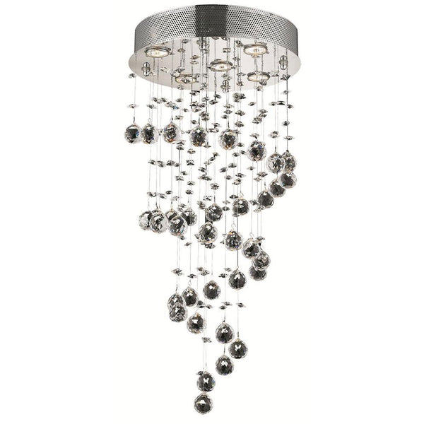 Galaxy Chrome Five-Light 16-Inch Semi Flush Mount with Royal Cut Clear Crystal