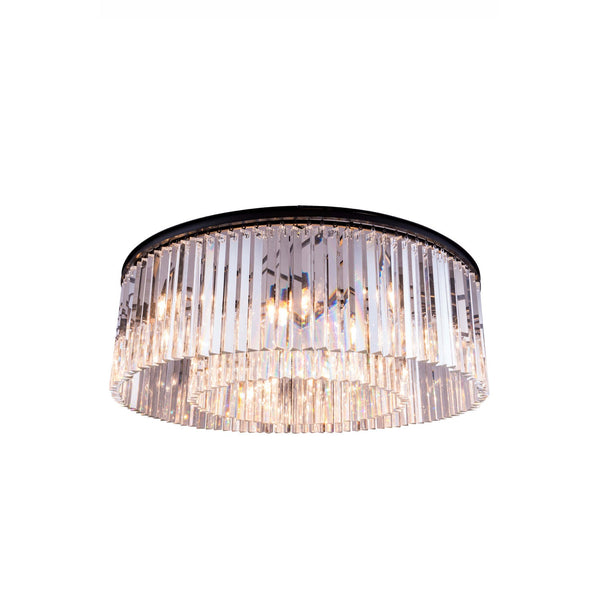 Sydney Mocha Brown Ten-Light Flushmount with Royal Cut Clear Crystals