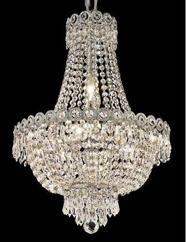 Chrome Eight-Light 16-Inch Chandelier with Royal Cut Clear Crystal