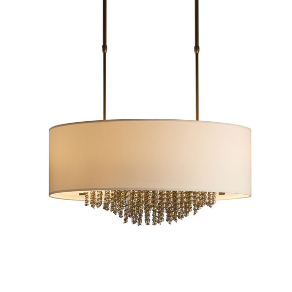 Bronze Four-Light Drum Pendant with Flax Shade