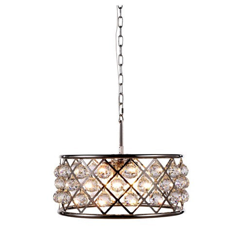 Madison Polished Nickel Five-Light Pendant with Faceted Clear Crystals