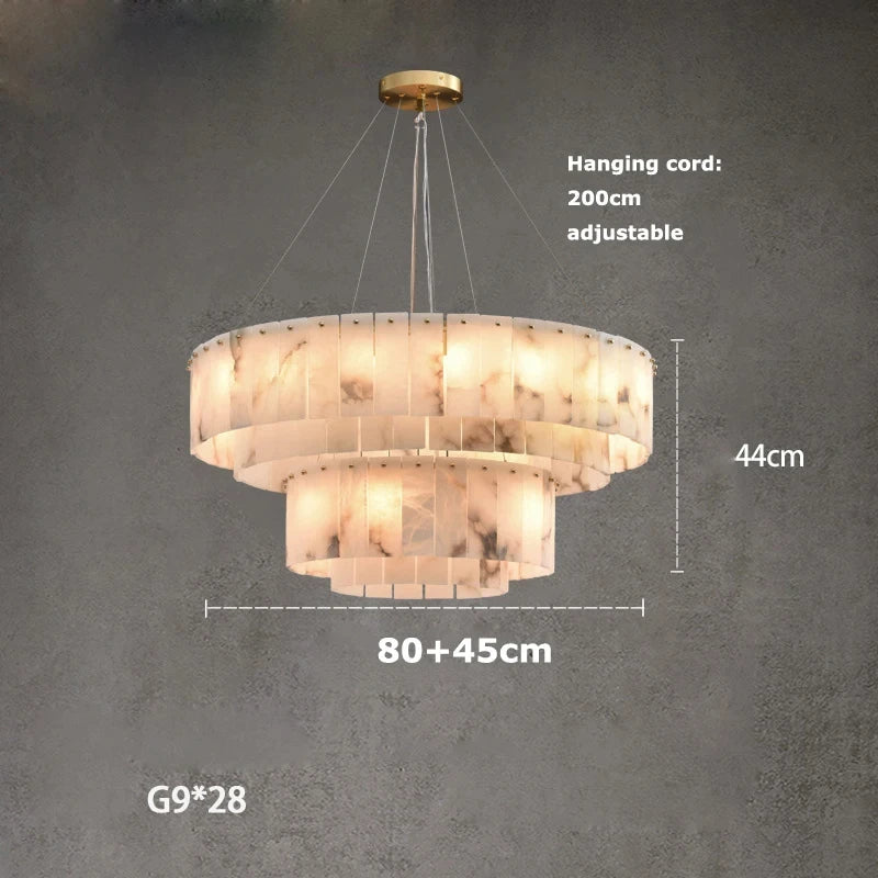 Multi-Layer Natural Marble Chandelier Light