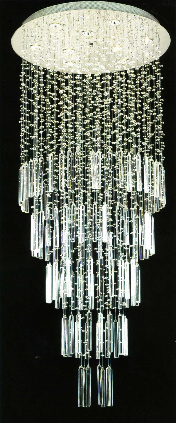 9 lights contemporary crystal chandelier in polished chrome finish