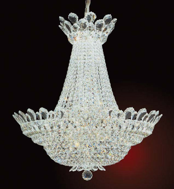 39 lights crystal chandelier in polished chrome finish