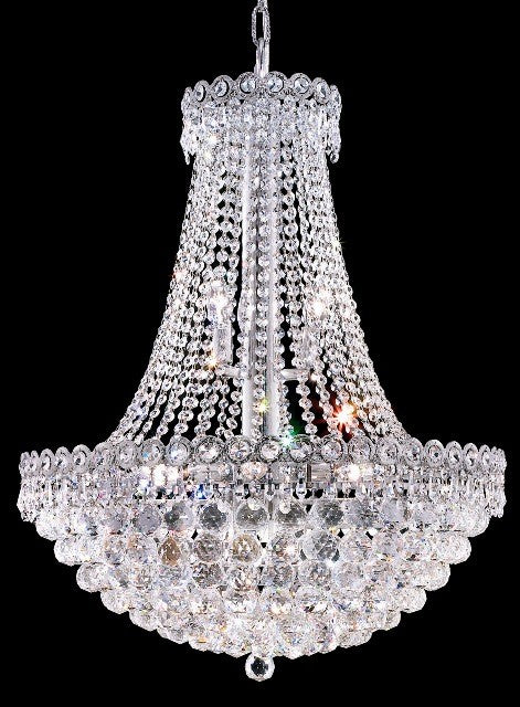 12 light Crystal chandelier with chrome plated finish