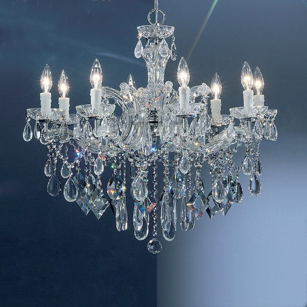 8 Light Maria Theresa Chandelier, polished chrome