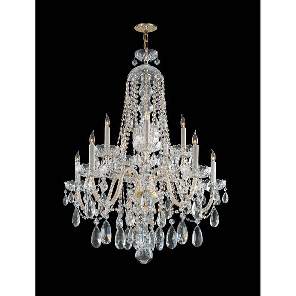 Brass Ten-Light Crystal Chandelier