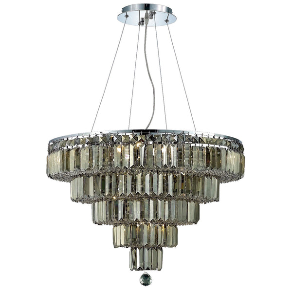 26-Inch Five-Tier Chandelier with Royal Cut Golden Teak Smoky Crystal