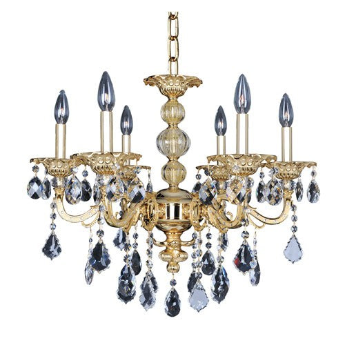 Six-Light 24-Inch Wide Chandelier with Firenze Clear Crystal