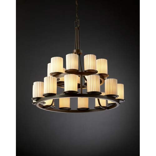 Pleats Twenty-One Light, Two-Tier Ring Chandelier