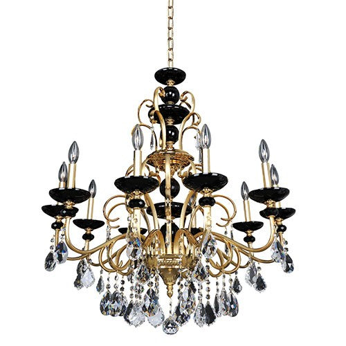 Cimarosa Two-Tone 24K Gold 10-Light 33.5-Inch Wide Chandelier with Firenze Clear Crystal