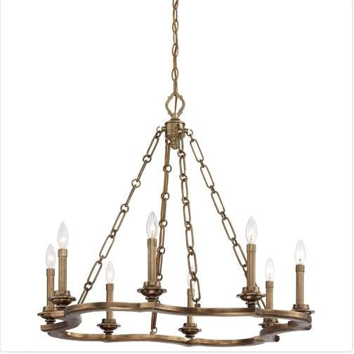 Brass Eight-Light Chandelier