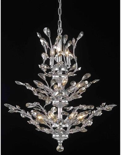 Chrome 13-Light Chandelier with Golden Teak Royal Cut Crystal