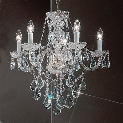 Polished chrome 5 Lights Bohemian Crystal chandelier