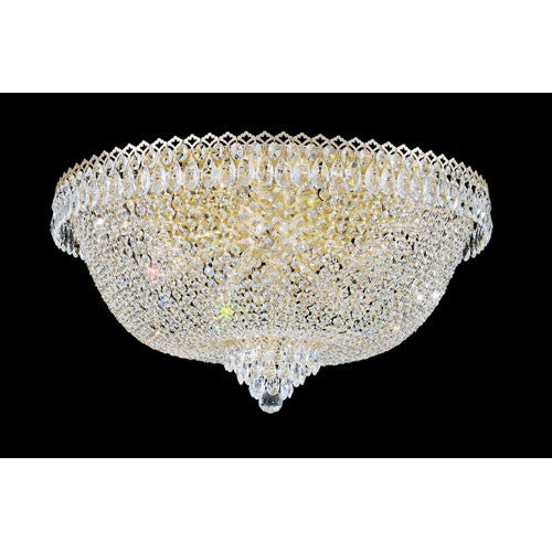 Schonbek Camelot Razzle Dazzle Gold 21-Light Clear Gemcut Flush Mount Light, 28W x 15.5H x 28D