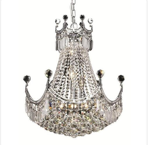 Chrome Nine-Light 20-Inch Chandelier with Royal Cut Clear Crystal