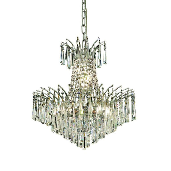 Chrome Eight-Light Chandelier with Clear Royal Cut Crystals