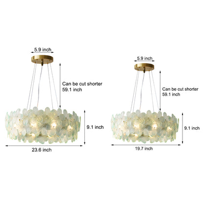 French Glass Flower Round Chandelier