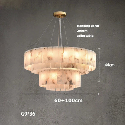 Multi-Layer Natural Marble Chandelier Light