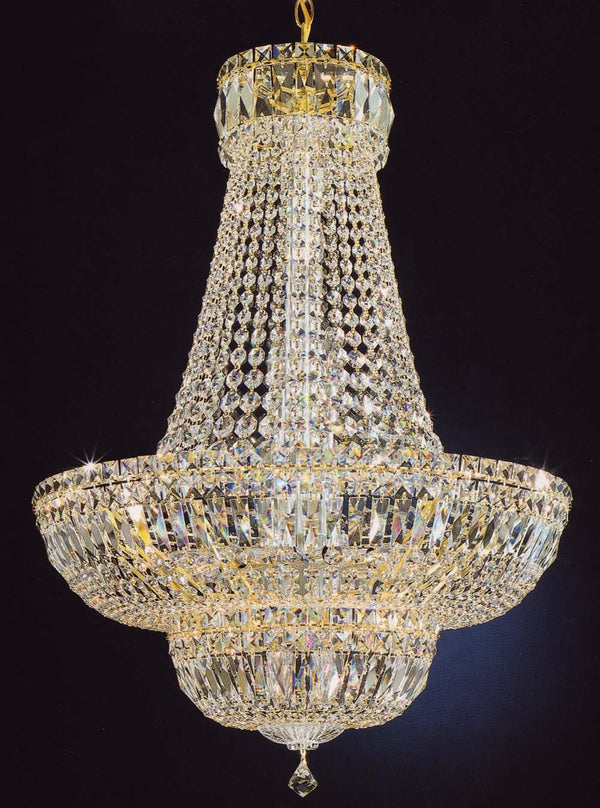 9 lights crystal chandelier in gold plated finish