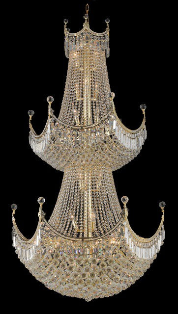 36 Light crystal chandelier with gold plated finish