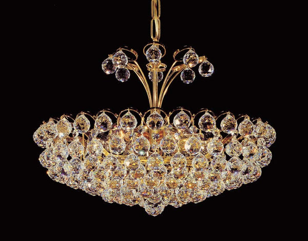 6 lights crystal chandelier in gold plated finish