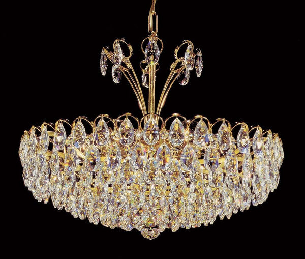 6 lights crystal chandelier in gold plated finish