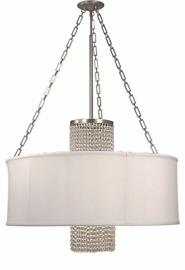 Chandelier, 4-Light, White, White Sheer Softback Shade, 32"W (1958 PS/SWH N8XR)