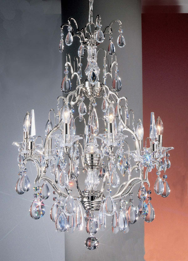 7 lights traditional crystal chandelier in polished chrome finish